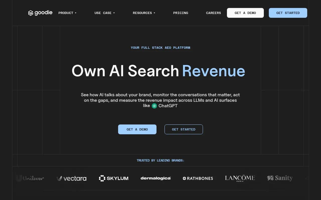 Screenshot of Goodie AI website