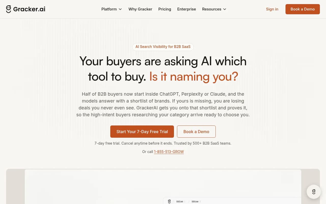 Screenshot of GrackerAI website