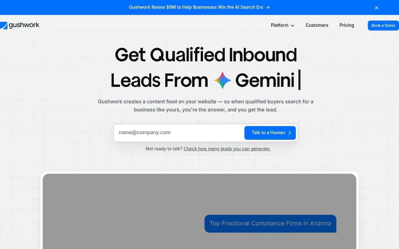 Screenshot of Gushwork website
