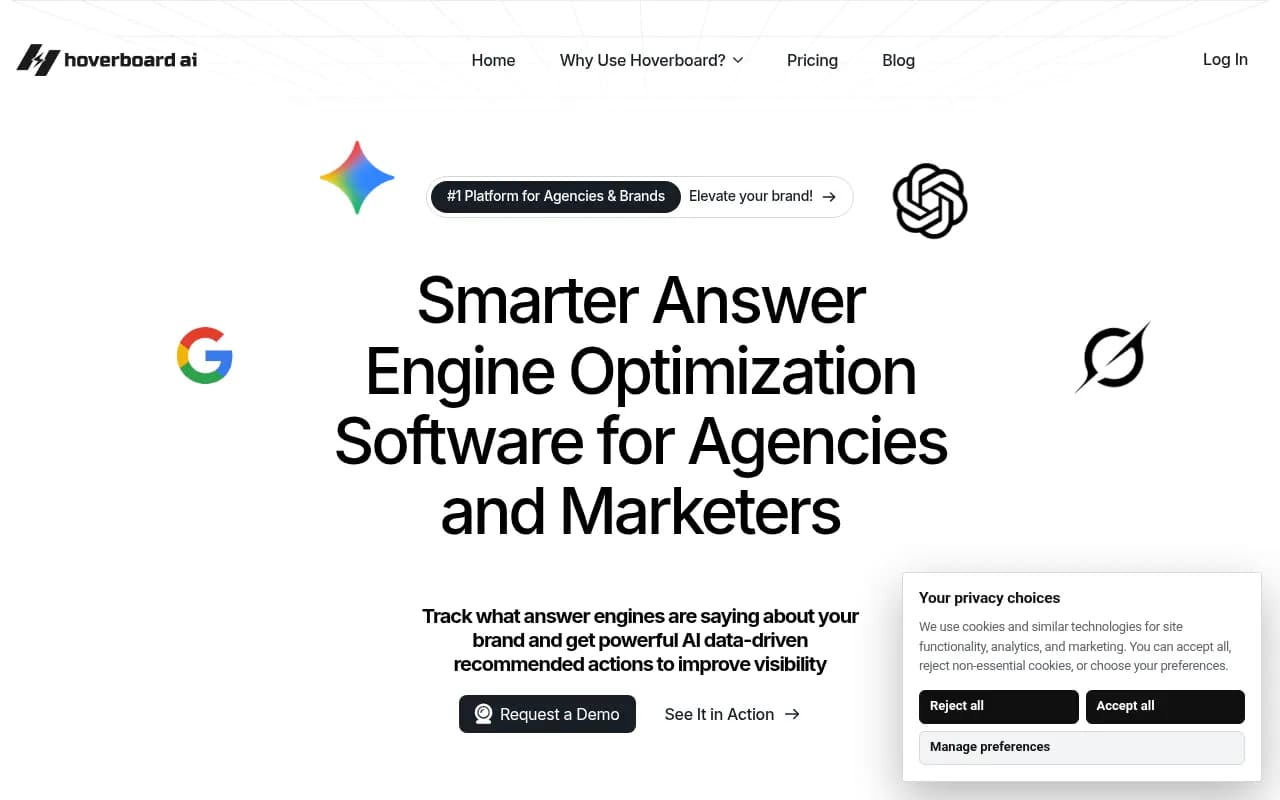 Screenshot of Hoverboard AI website