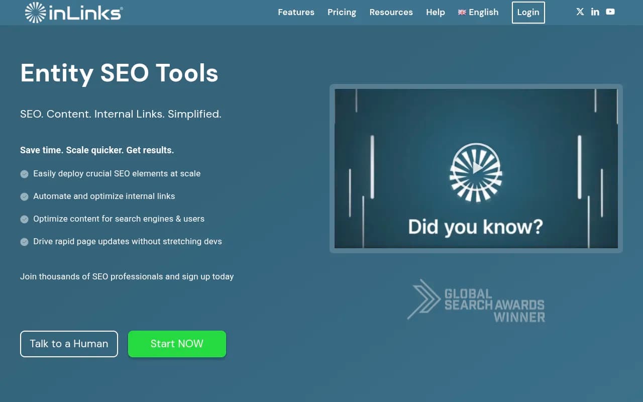 Screenshot of InLinks website