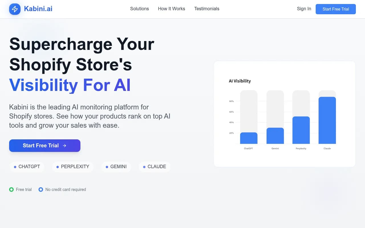 Screenshot of Kabini AI website