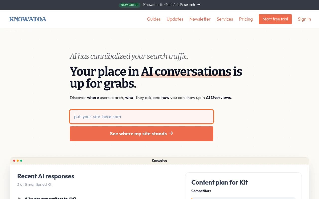 Screenshot of Knowatoa website
