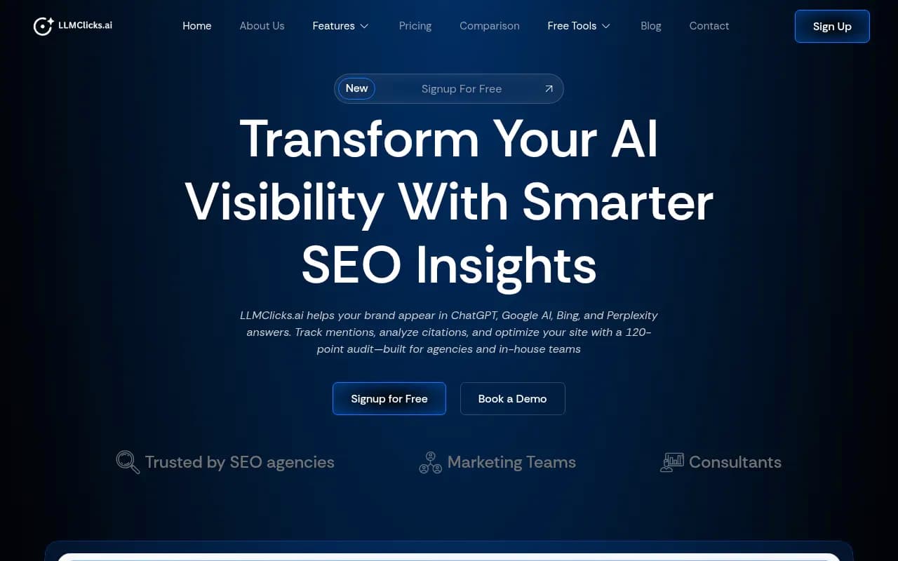 Screenshot of LLM Clicks website