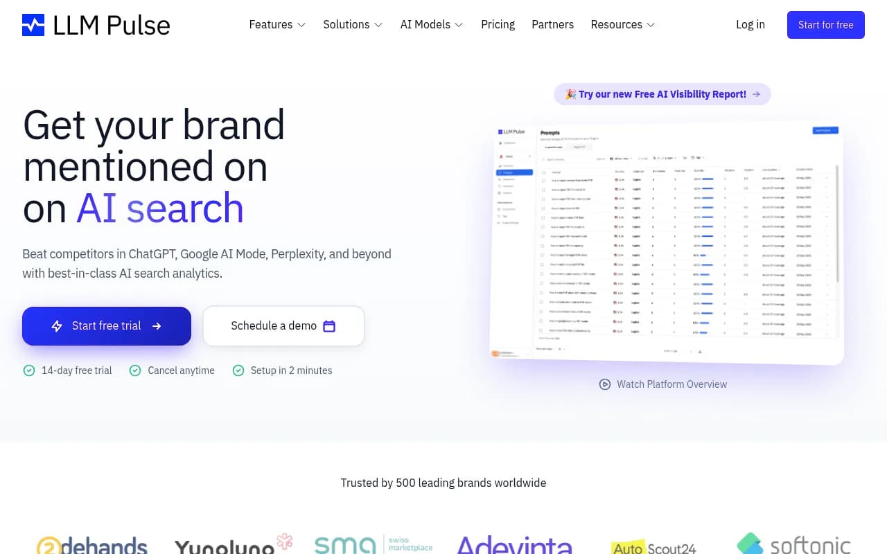 Screenshot of LLM Pulse website