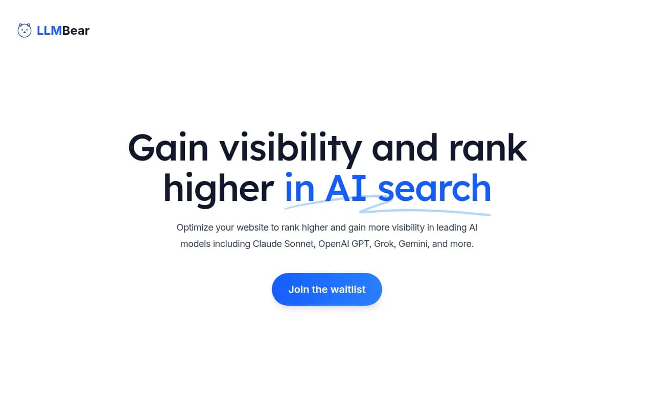 Screenshot of LLMBear website