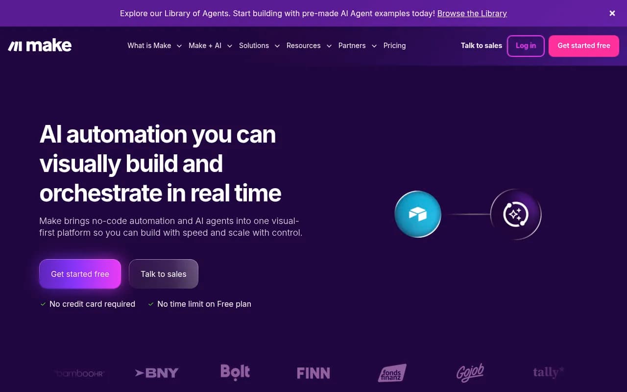 Screenshot of Make (formerly Integromat) website