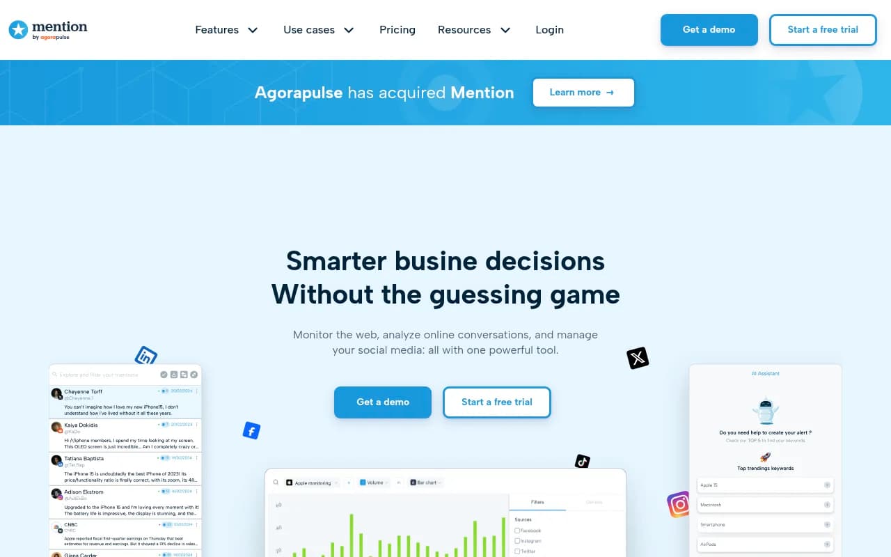 Screenshot of Mention website
