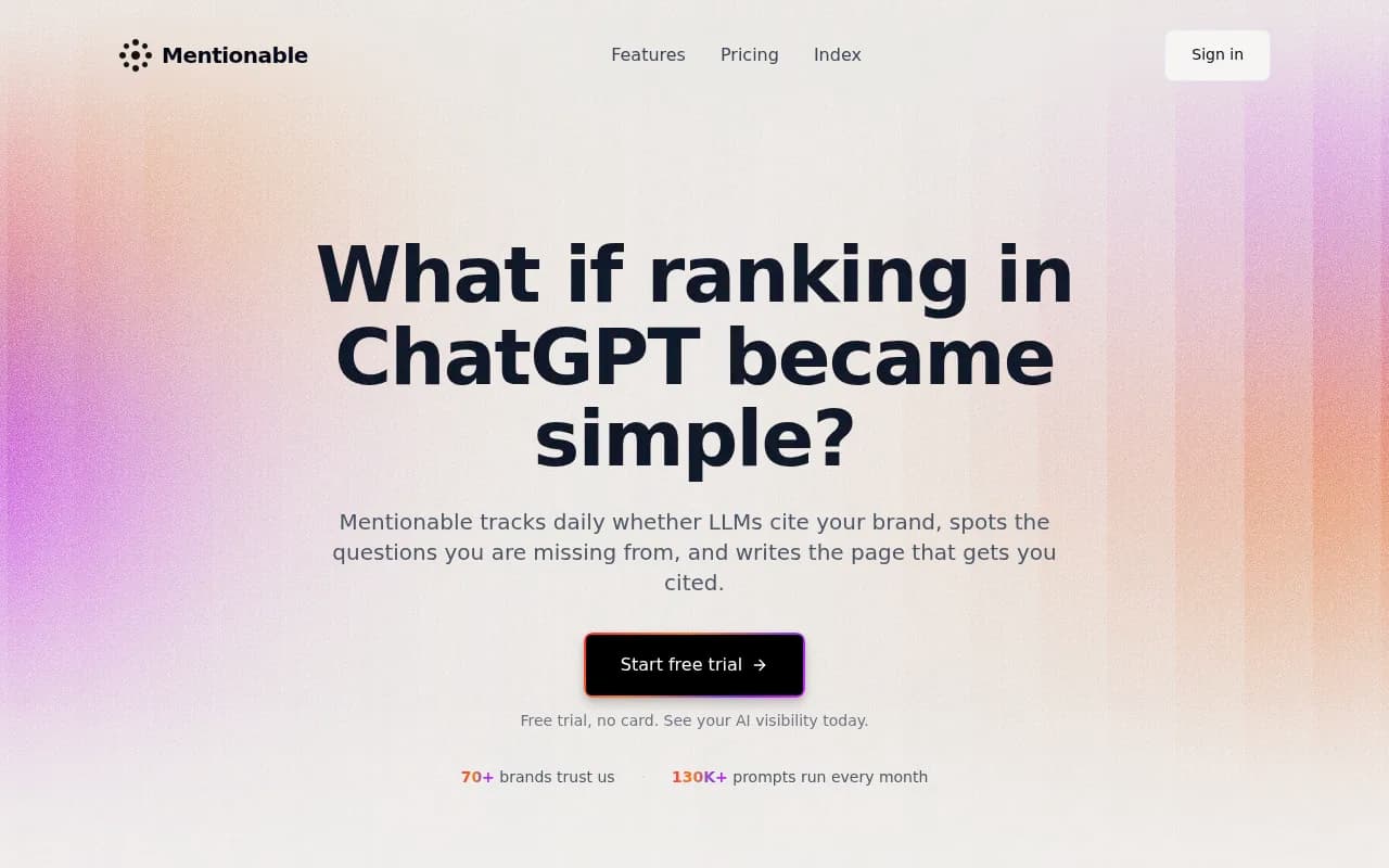 Screenshot of Mentionable website