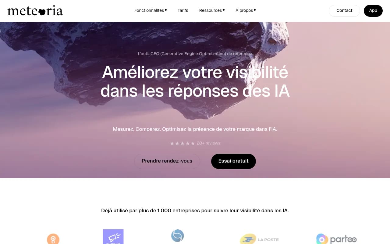 Screenshot of Meteoria website