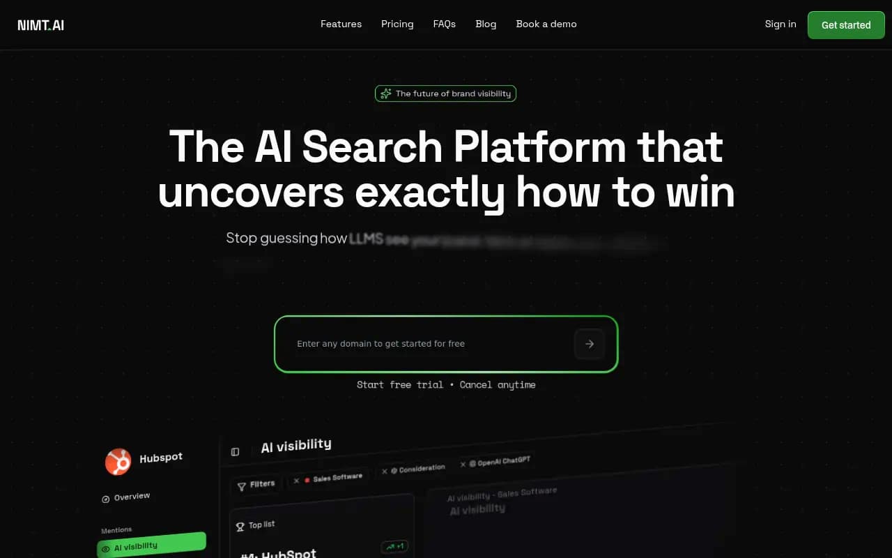 Screenshot of Nimt.ai website