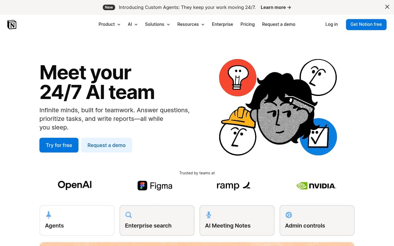 Screenshot of Notion AI website