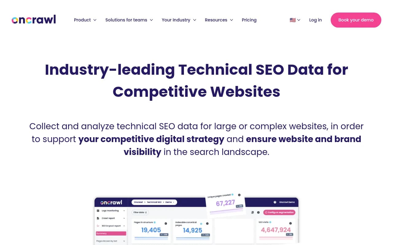 Screenshot of Oncrawl website