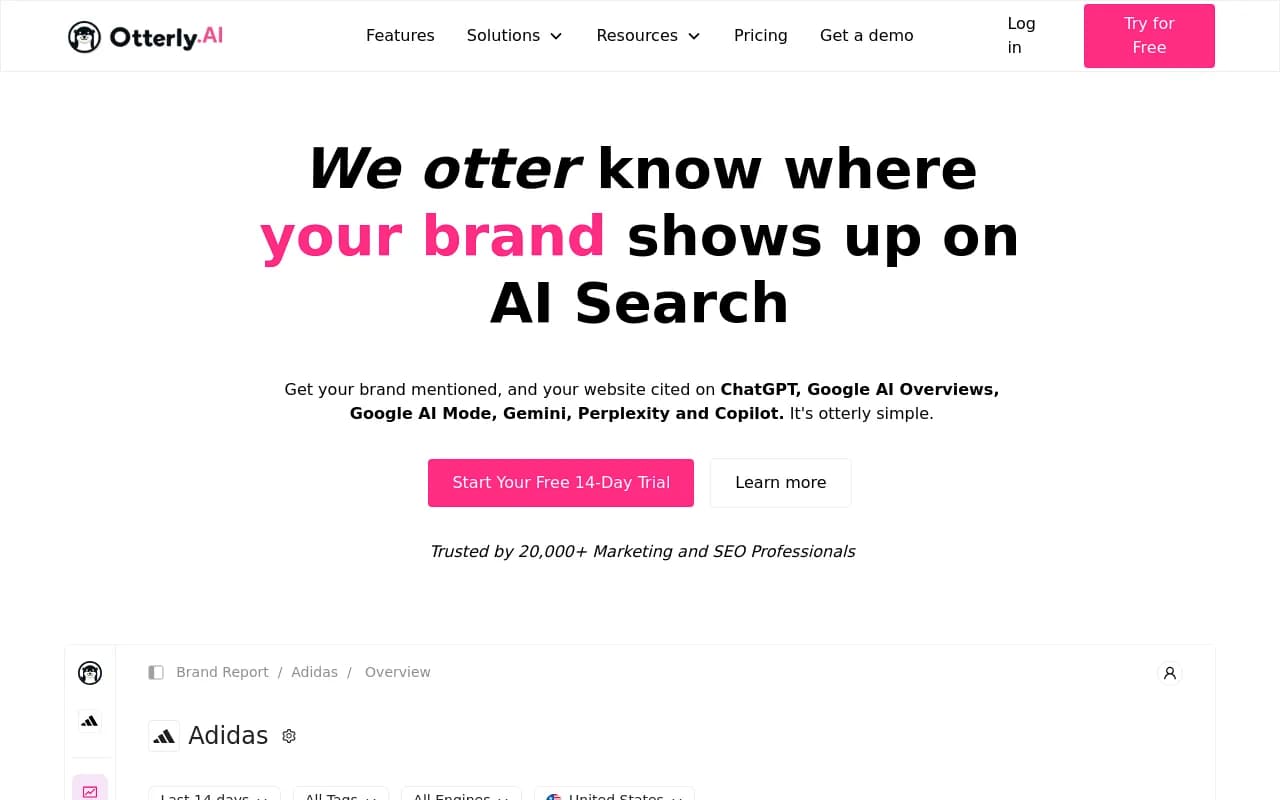 Screenshot of Otterly.AI website
