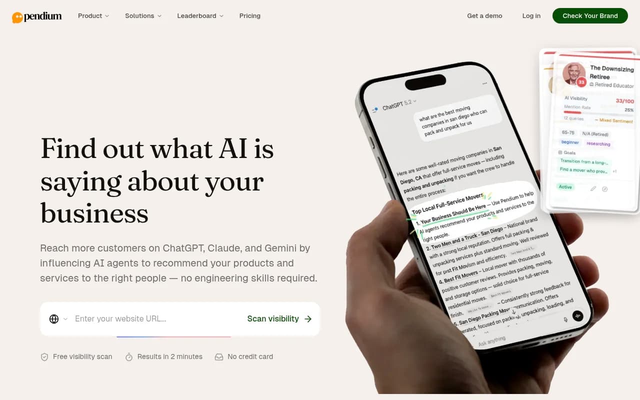 Screenshot of Pendium.ai website