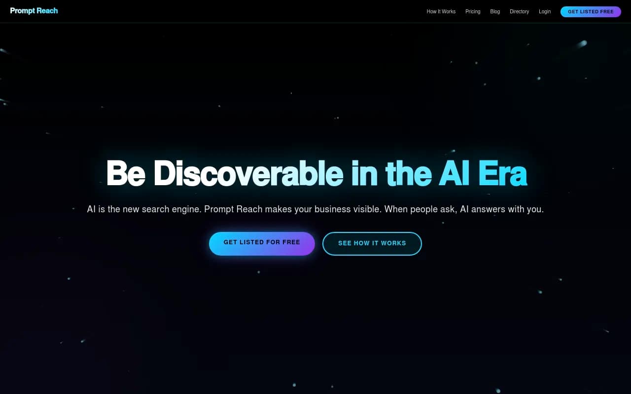 Screenshot of PromptReach website