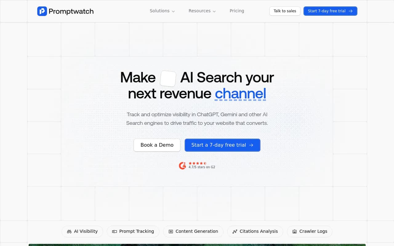 Screenshot of Promptwatch website