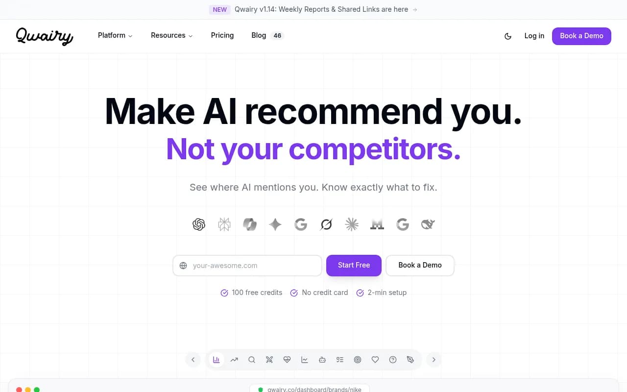 Screenshot of Qwairy website