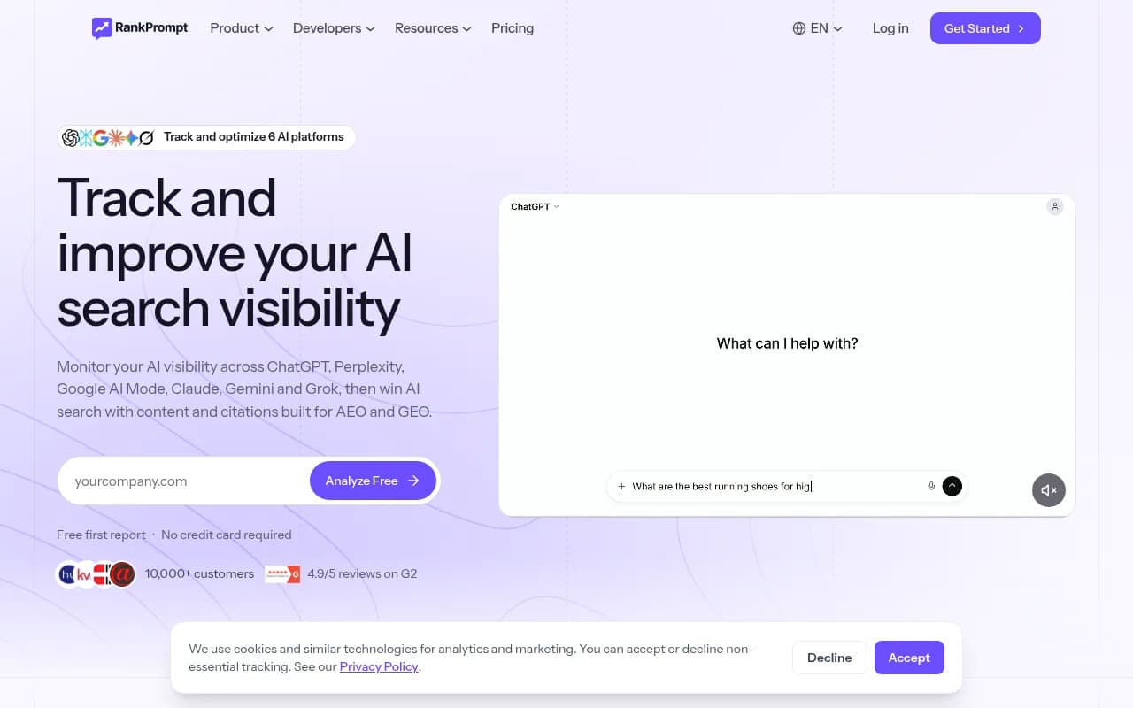 Screenshot of Rank Prompt website