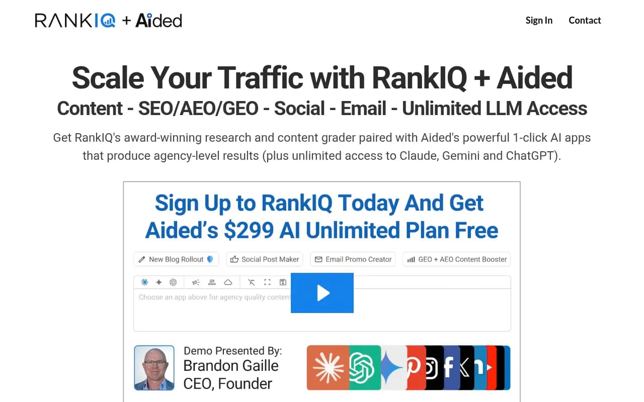 Screenshot of RankIQ website