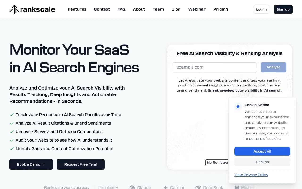 Screenshot of Rankscale website