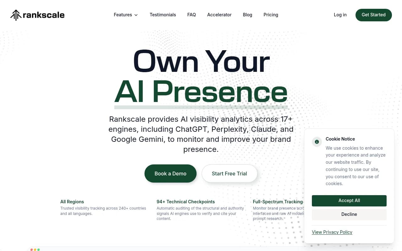 Screenshot of Rankscale AI website