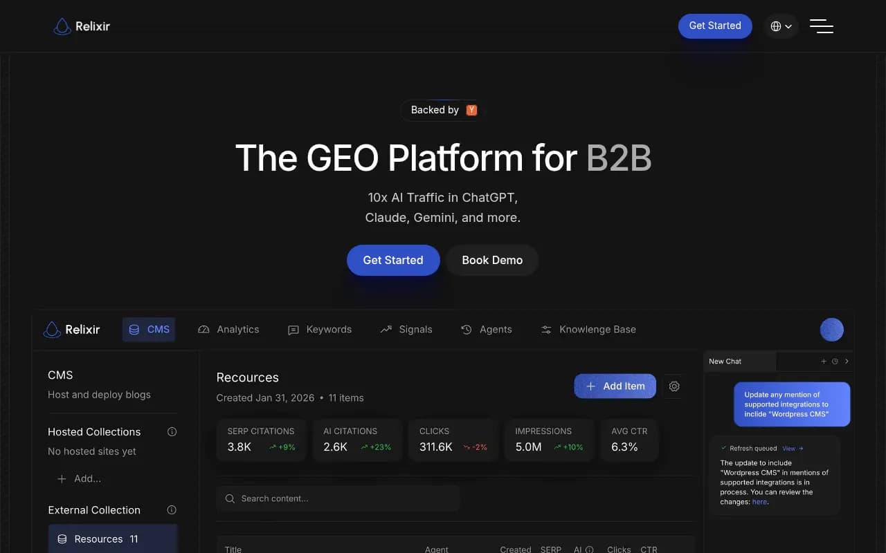 Screenshot of Relixir website