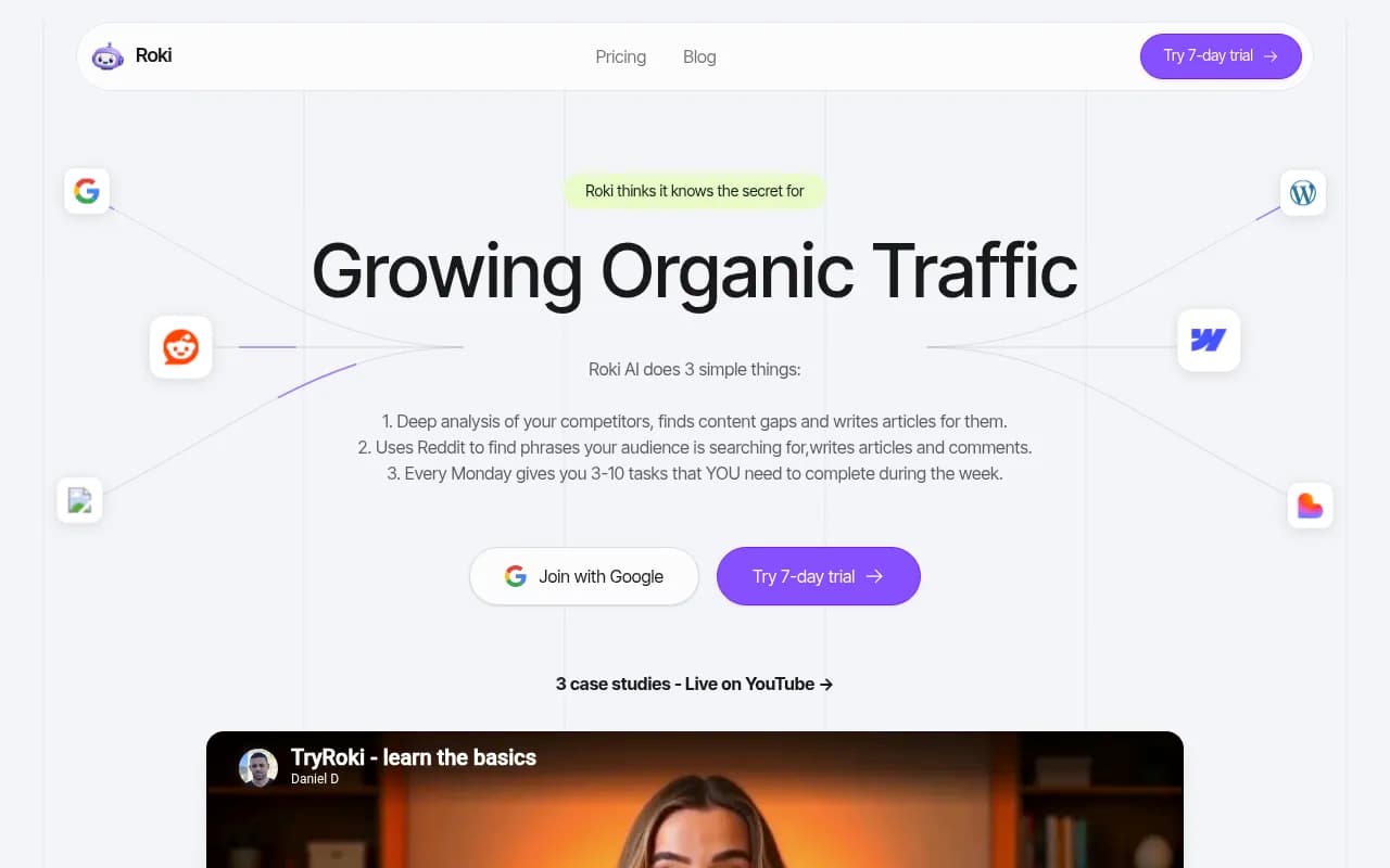 Screenshot of Roki website