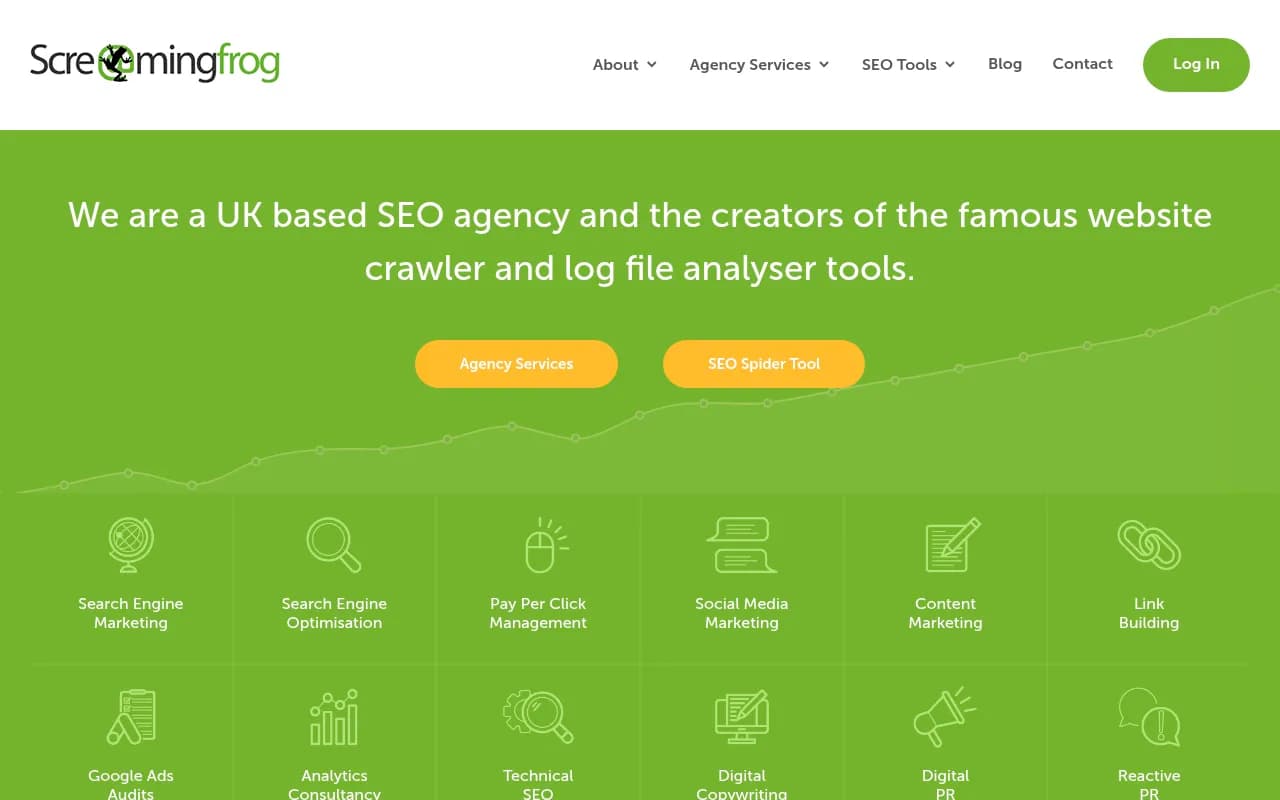 Screenshot of Screaming Frog website