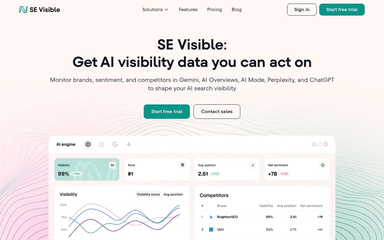Screenshot of SE Visible website