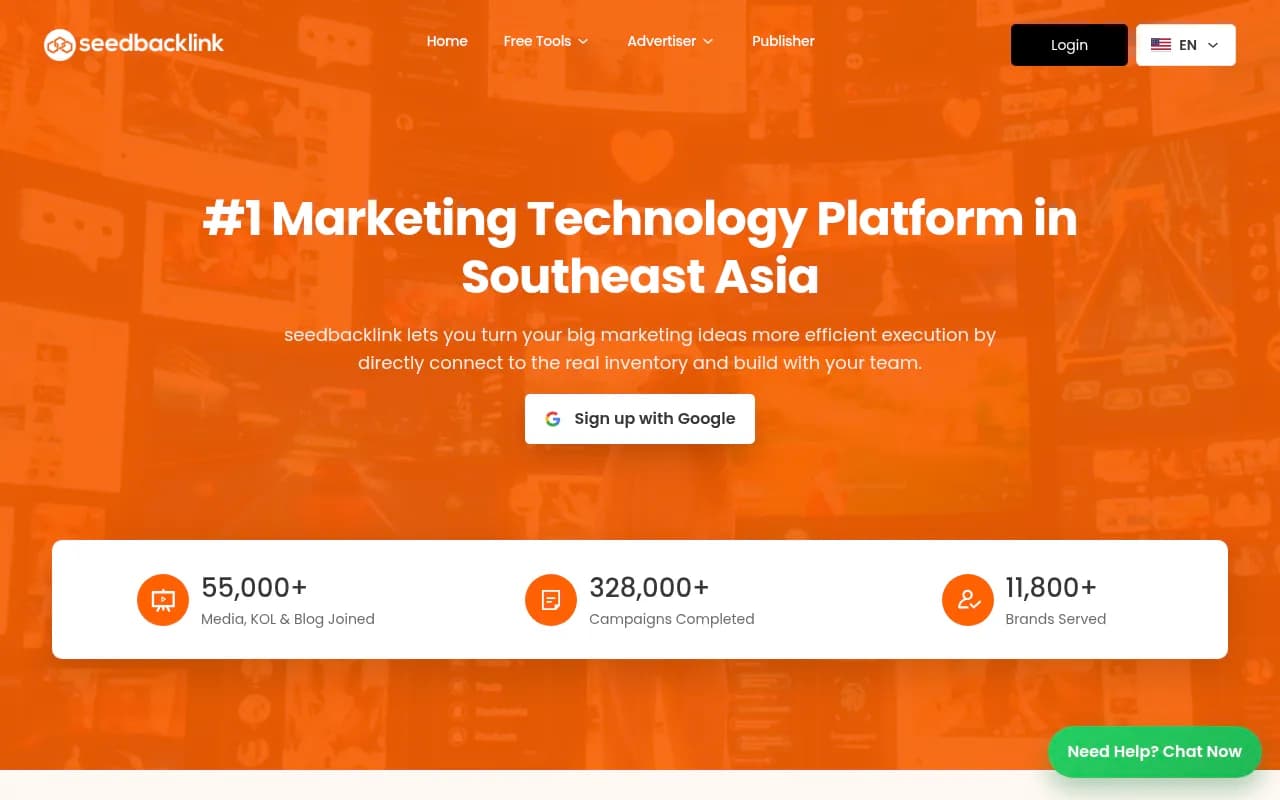Screenshot of Seedbacklink website