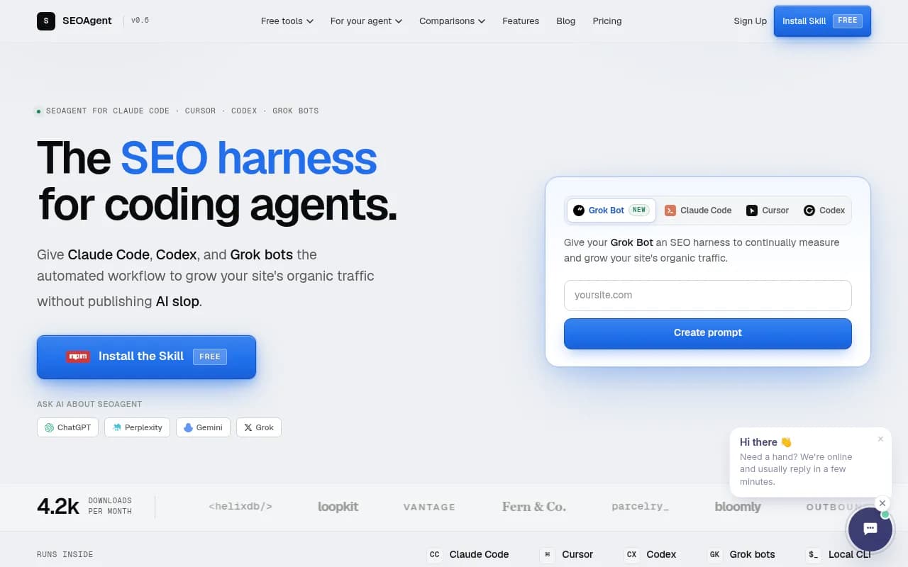 Screenshot of SEOAgent website