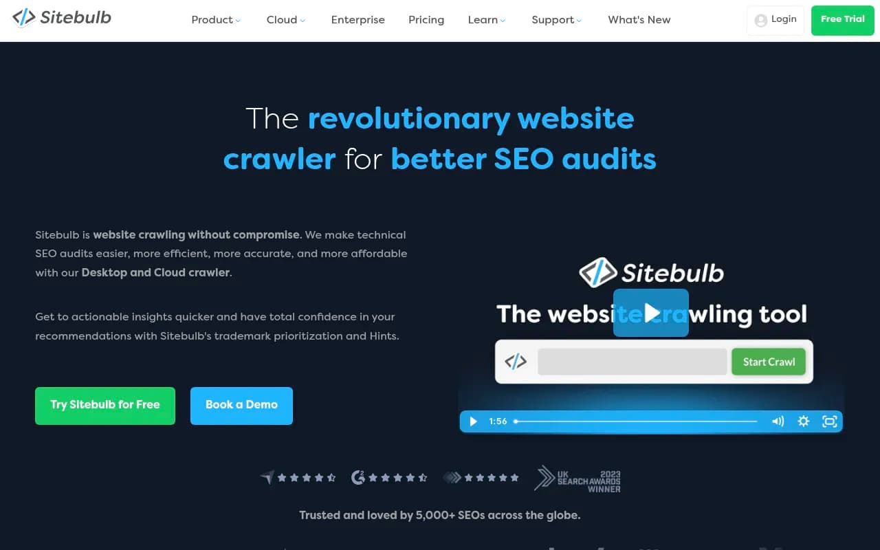 Screenshot of Sitebulb website