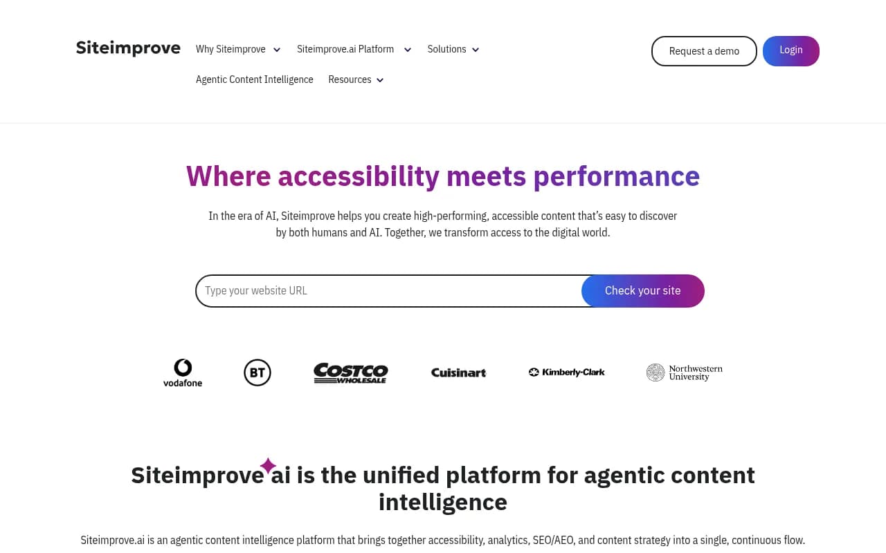Screenshot of Siteimprove website