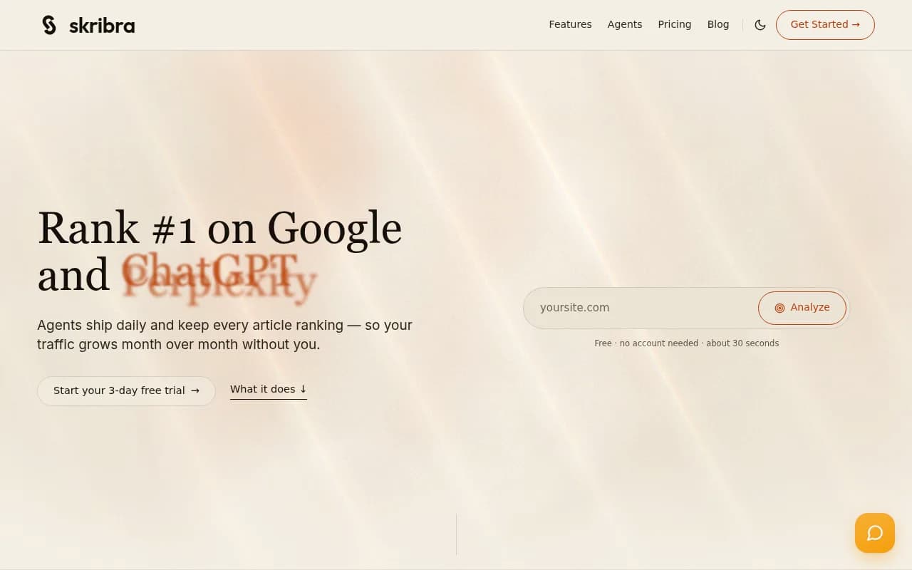 Screenshot of Skribra website