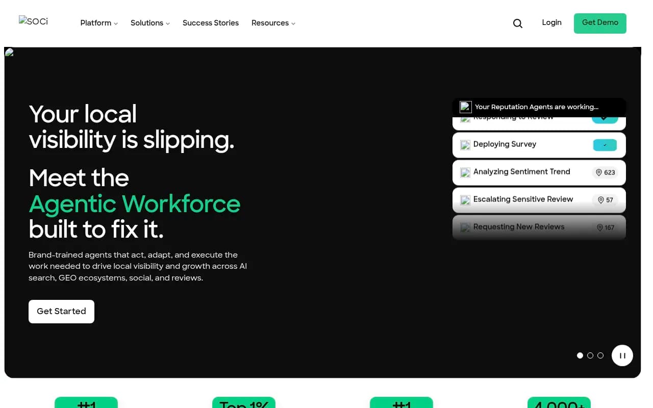 Screenshot of SOCi website