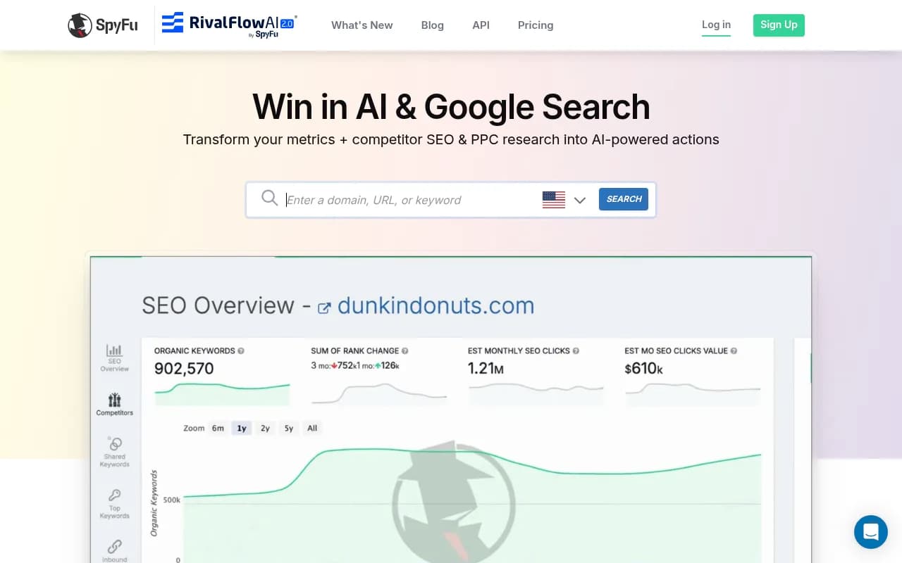 Screenshot of SpyFu website