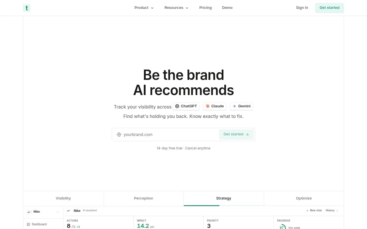 Screenshot of Trakkr.ai website