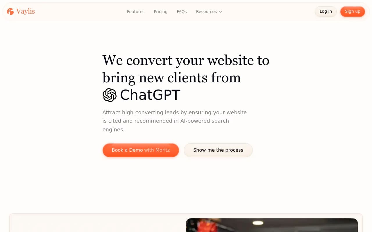 Screenshot of Vaylis website