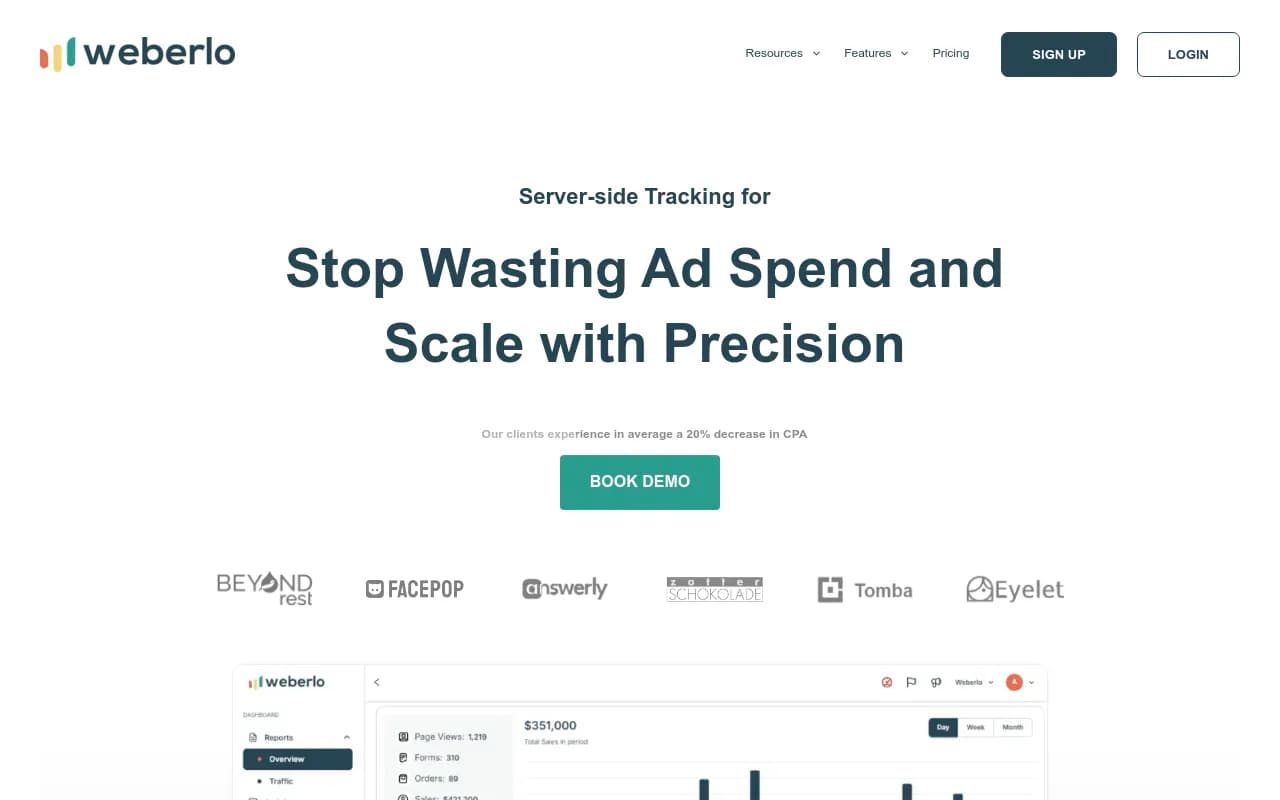 Screenshot of Weberlo website