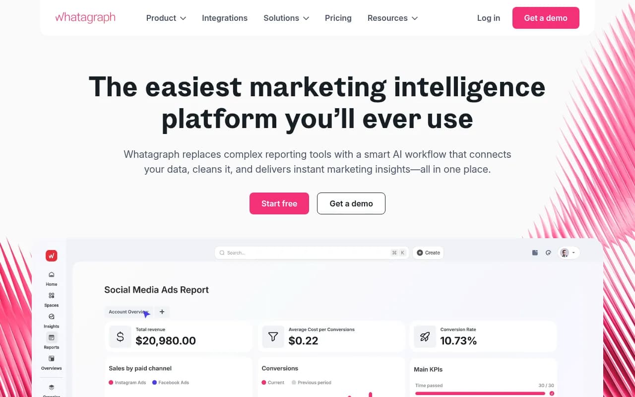 Screenshot of Whatagraph website