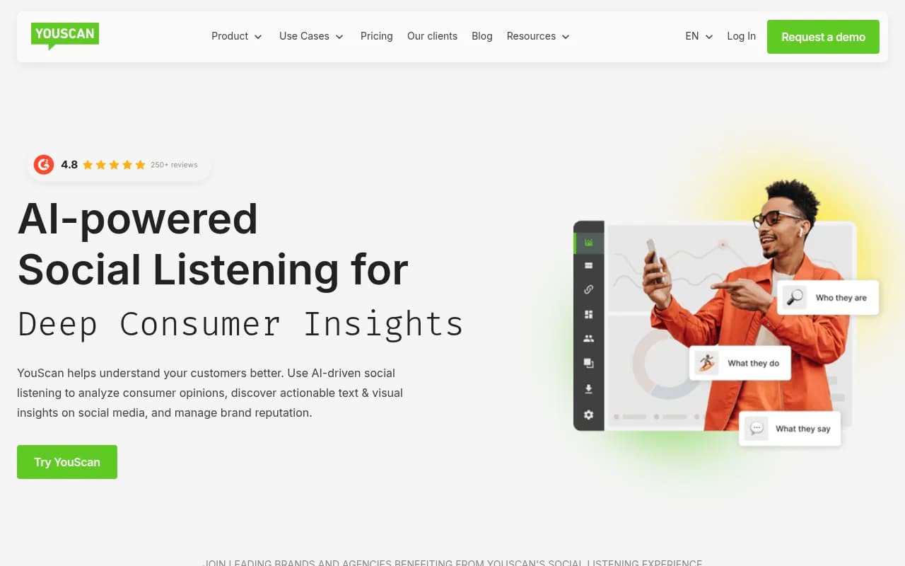 Screenshot of YouScan website