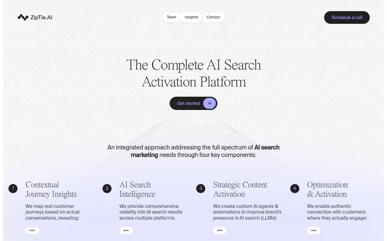 Screenshot of ZipTie website